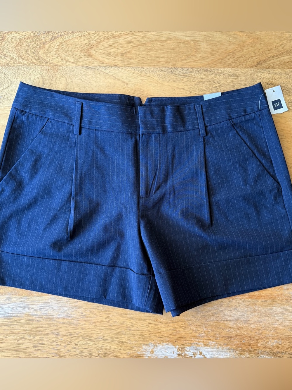 Gap Navy White Pinstripe Trouser Shorts- Size 8